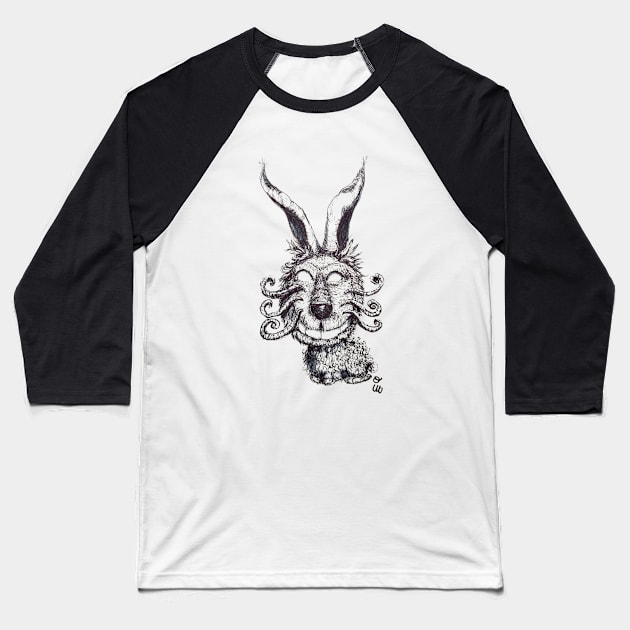 Wierd Rabbit Art Baseball T-Shirt by IVNK